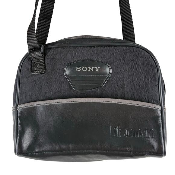 Sony CD Discman Carrying Case Black Crossbody Adjustable Shoulder Bag Top Zip - Picture 1 of 11